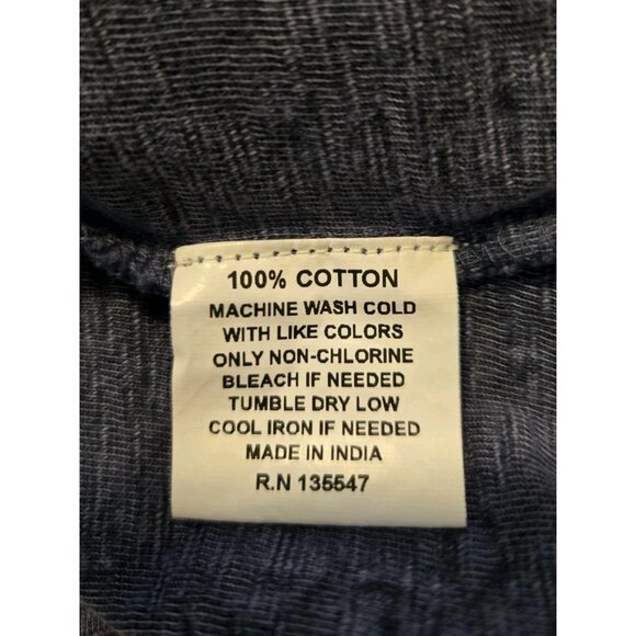 Avani Del Armour Embroidered Knit Top L Blue Slub 100% Cotton Bell Sleeve - Picture 6 of 6